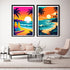 Tropical sunset beach wall art canvas painting set
