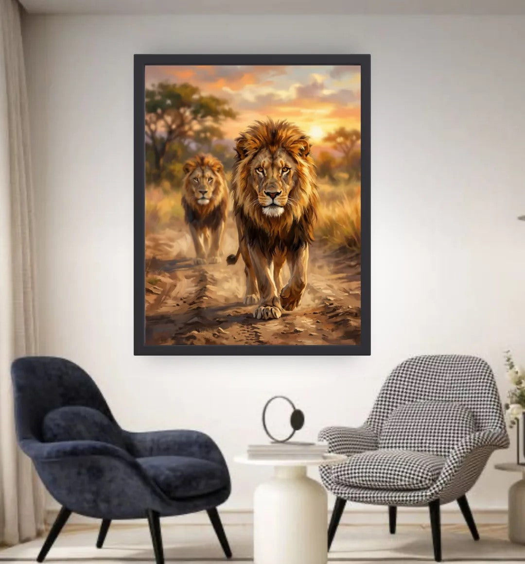 2 Lion canvas paintings for home decore