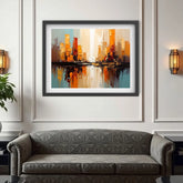 Urban abstract skyline art painting for modern living room