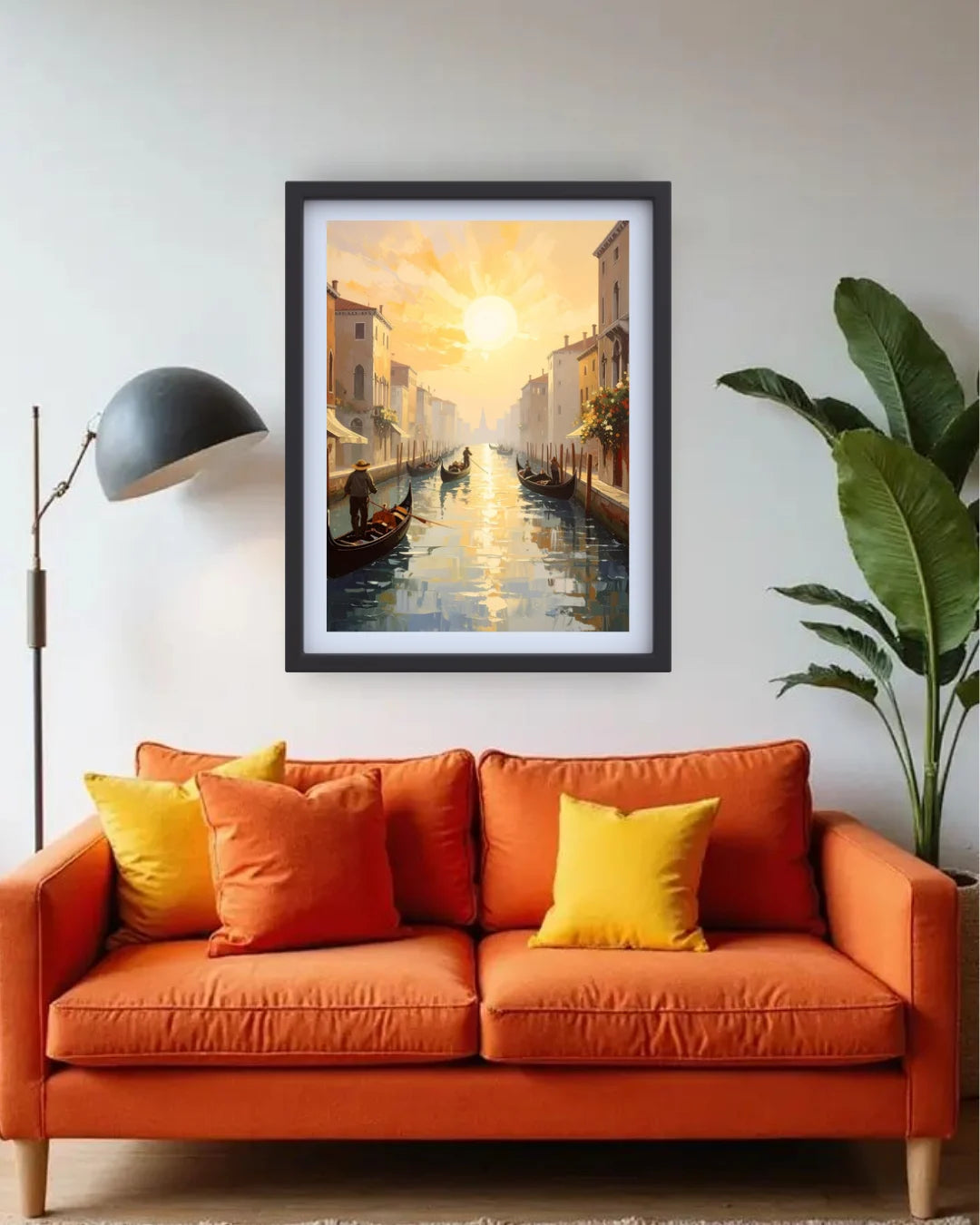 Artistic golden hour city street canvas wall art
