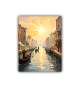 Golden urban street scene canvas wall art painting
