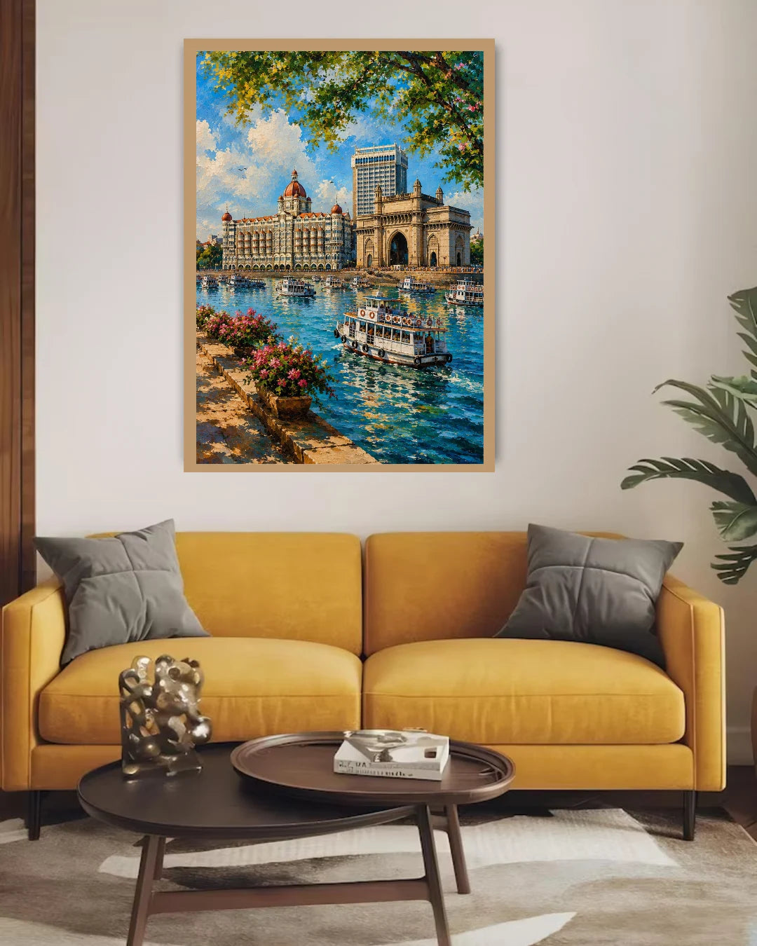 Venice canal wall art canvas in modern living room decor