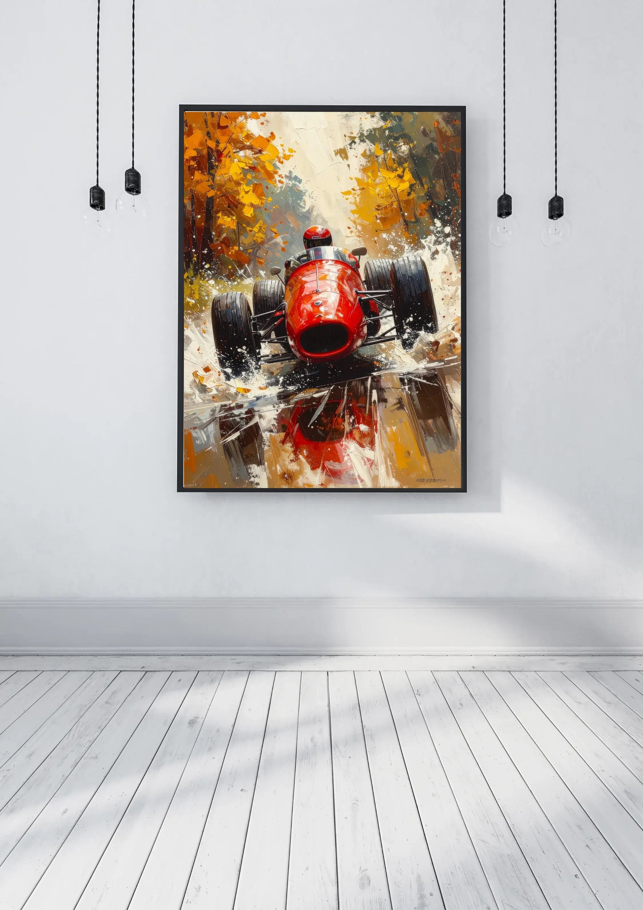 Autumn motorcycle wall art canvas painting
