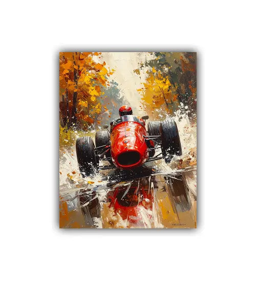 Motorcycle fall foliage canvas wall art painting
