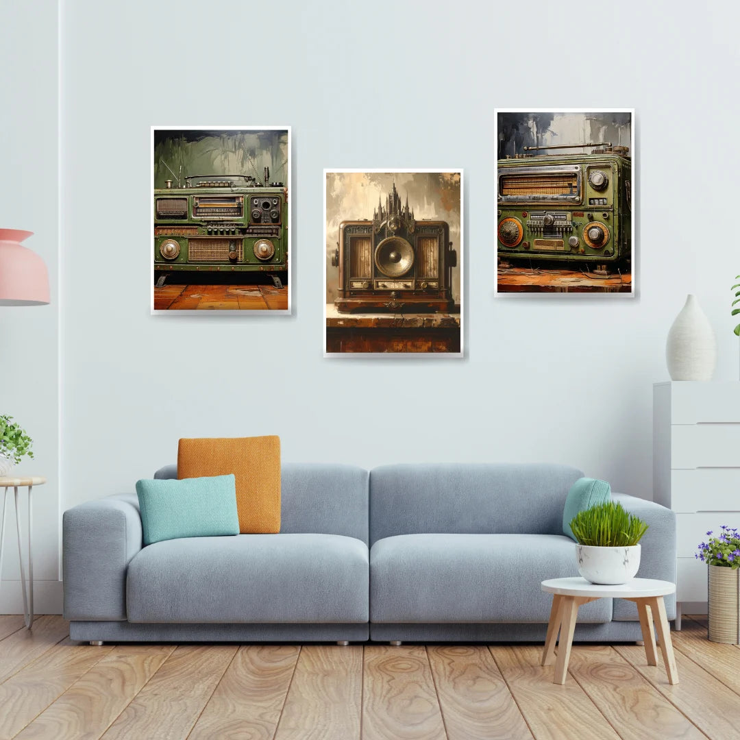 Abstract retro radio wall art canvas paintings
