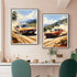 Retro car racing landscape wall art canvas painting set
