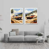 Vintage racing car landscape canvas wall art paintings
