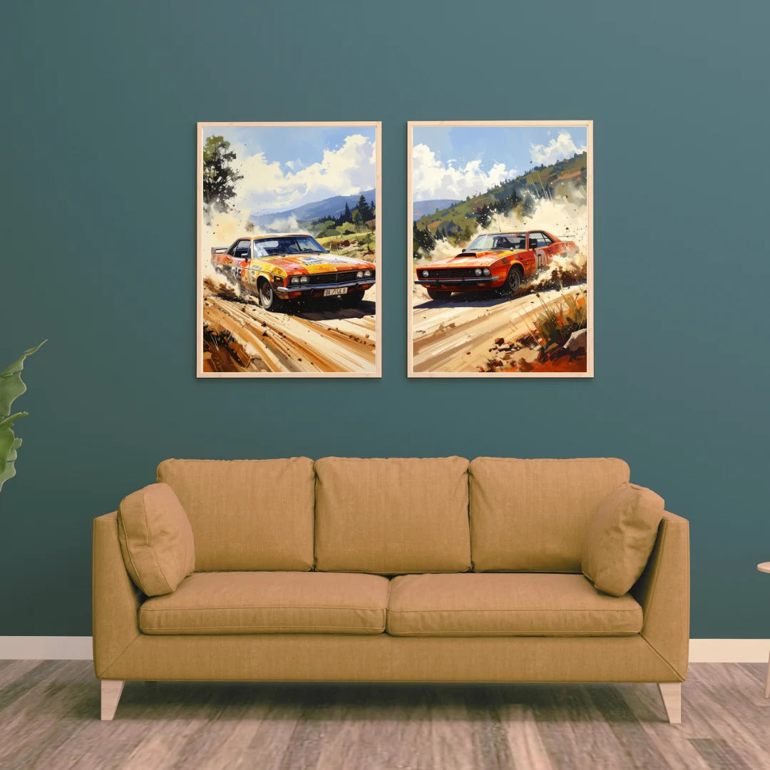 Retro off road car landscape wall art canvas

