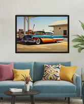 Vintage car wall art featuring a classic American automobile