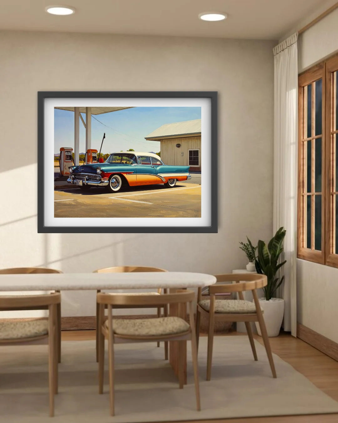 Vintage car wall art for garage and office decor