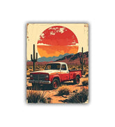 Vintage desert road trip sunset art print