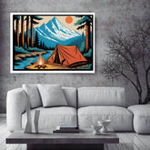 Mid-century inspired retro nature painting