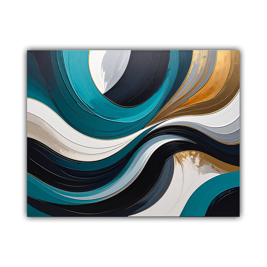 Teal &amp; Gold Flow – Wall Art Canvas
