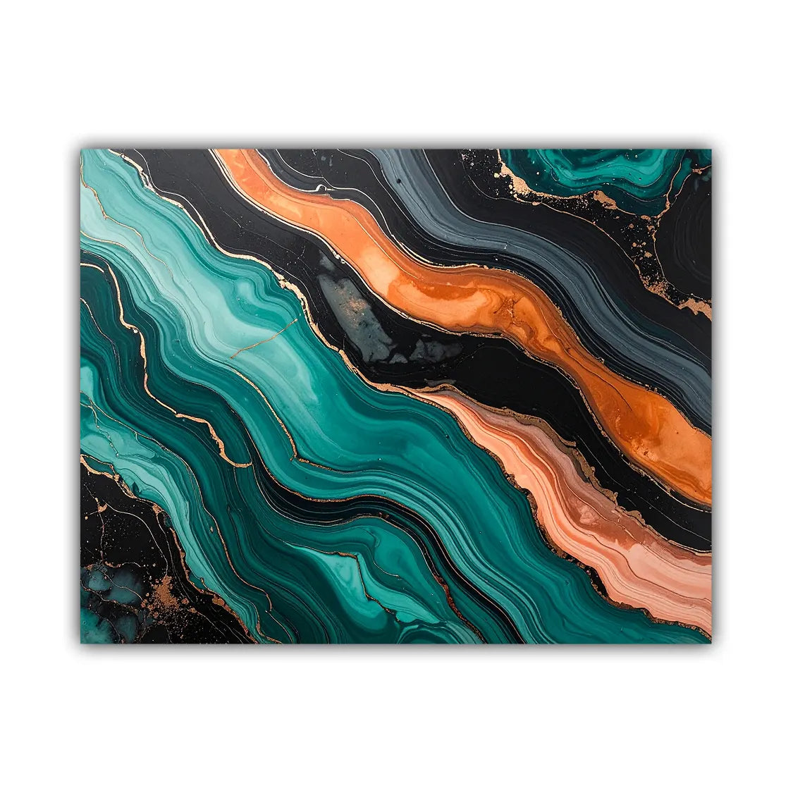 Teal Orange Abstract Flow – Wall Art Canvas