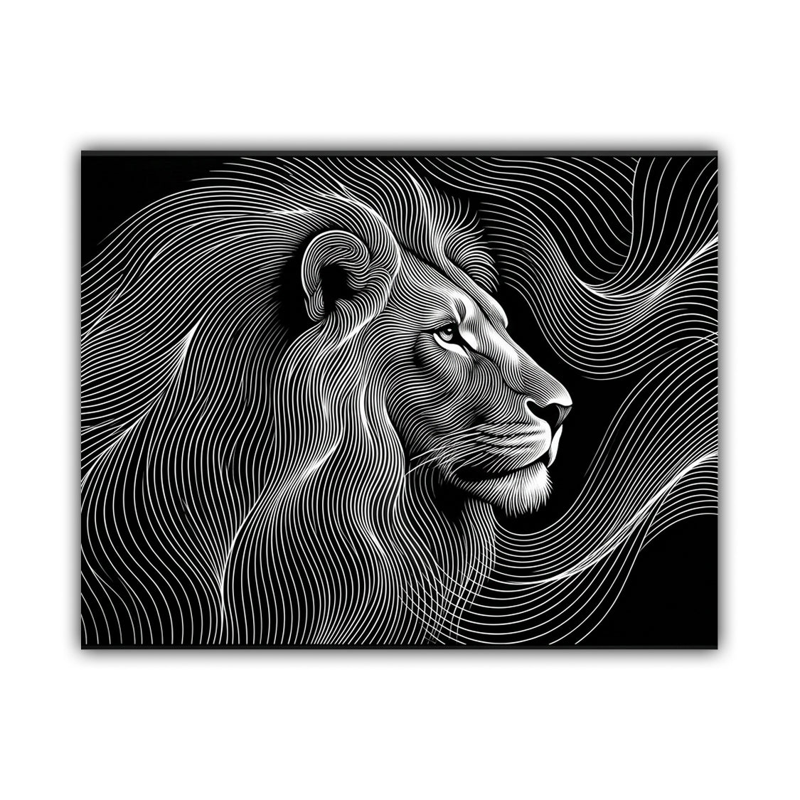 Black &amp; White Lion Portrait – Wall Art Canvas