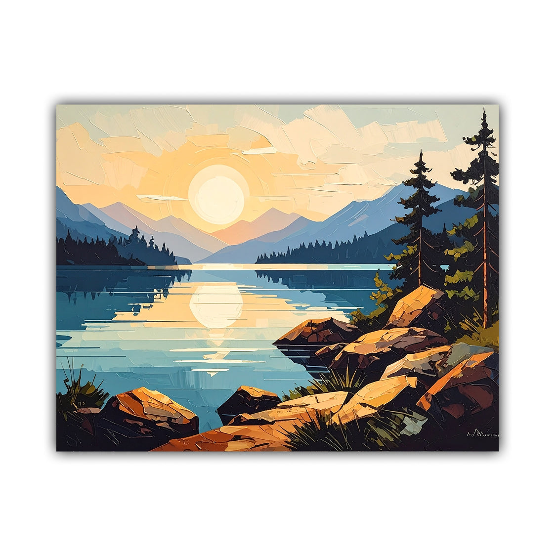 Horizon Calm: Sunset Vista  - Wall Art Canvas