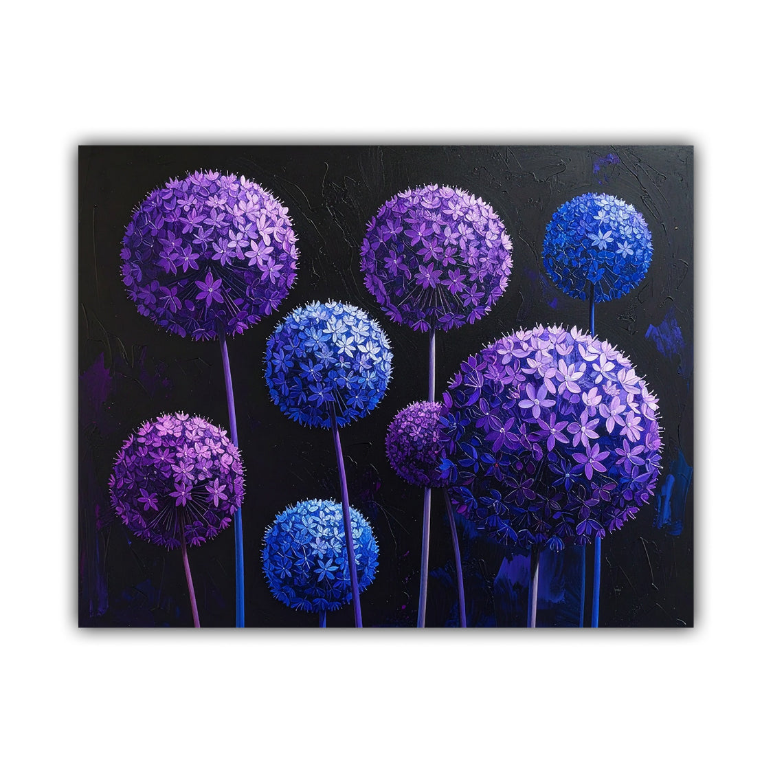 Purple &amp; Blue Floral Spheres – Wall Art Canvas