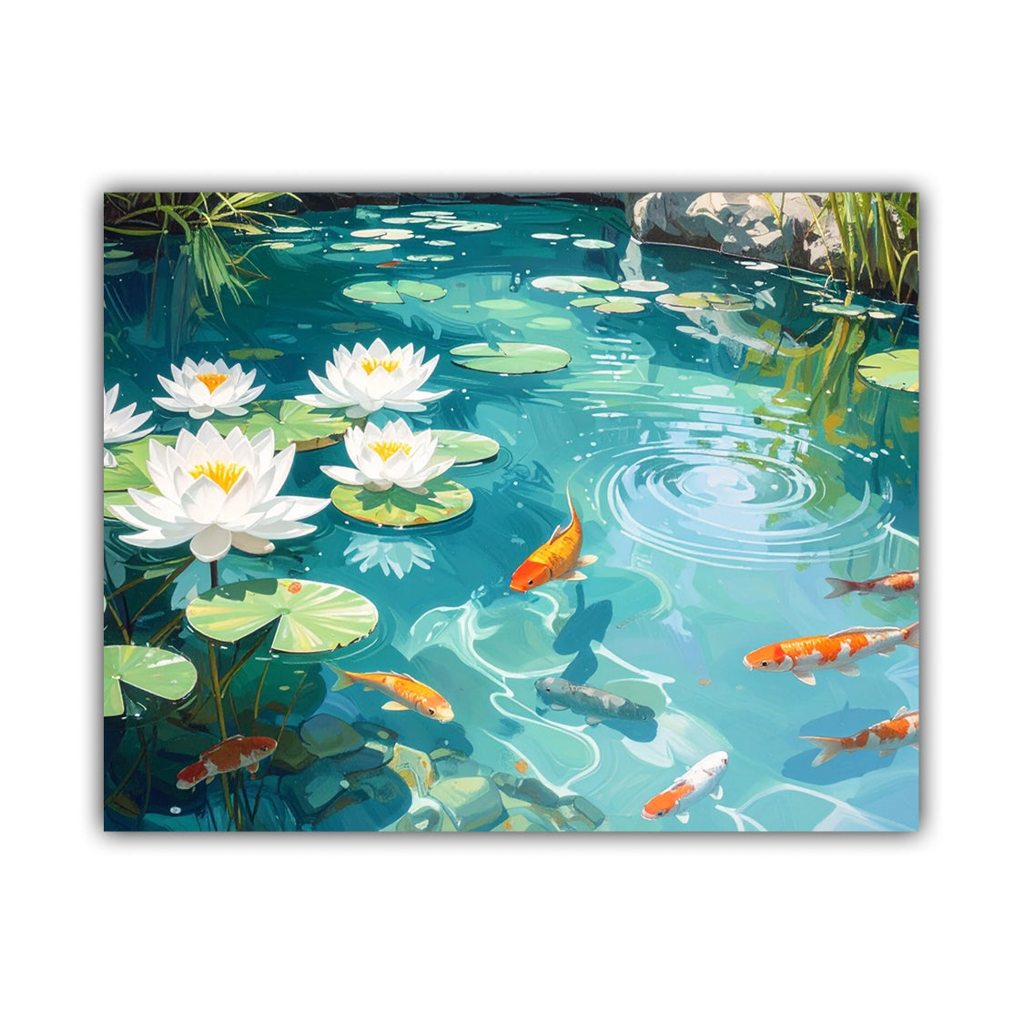 Lotus Pond with Koi Fish – Wall Art Canvas