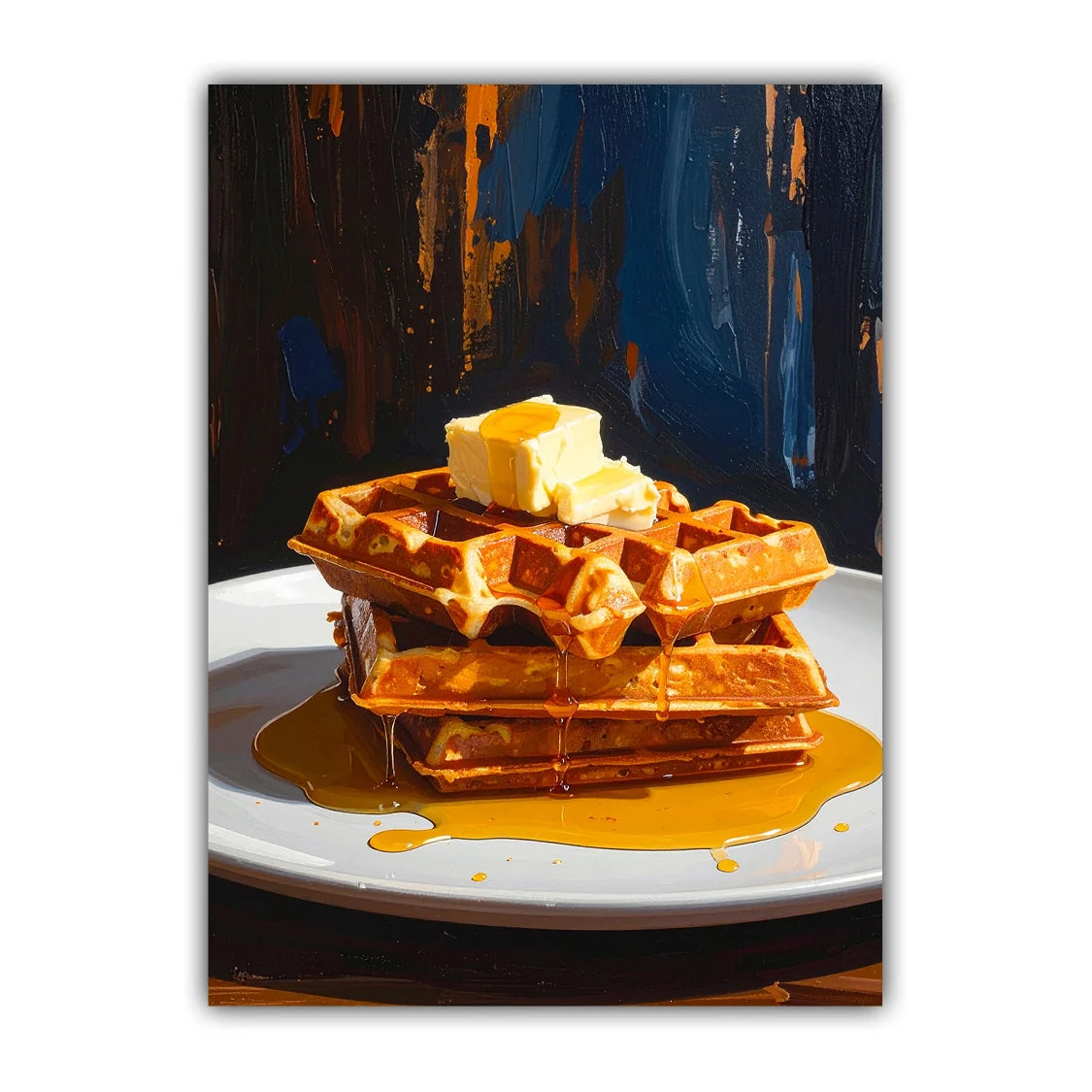 Golden Waffles with Butter &amp; Maple Syrup – Wall Art Canvas