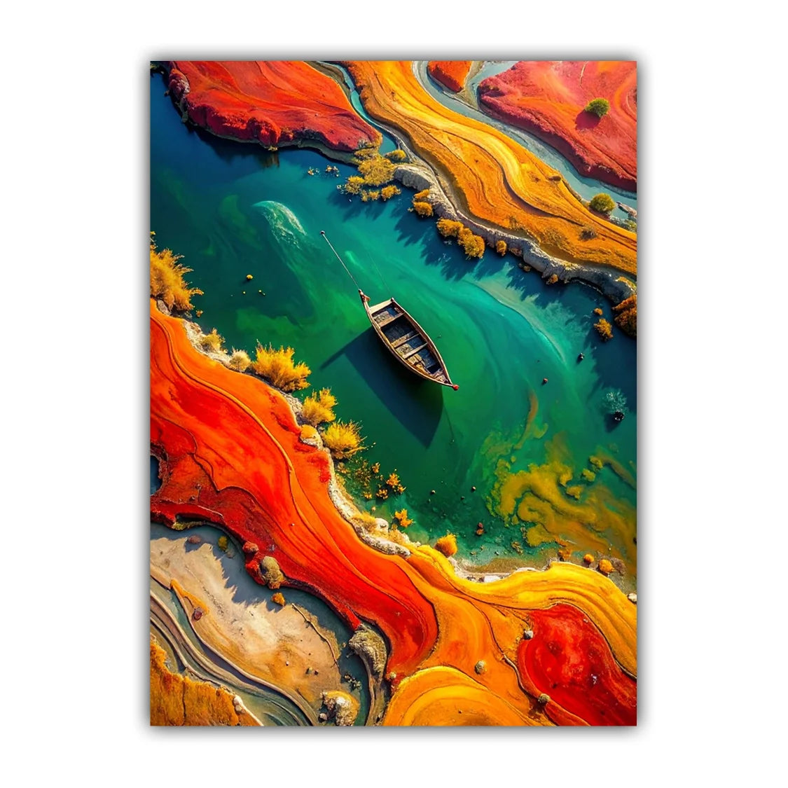 Turquoise River and Vibrant Orange Landscape – Wall Art Canvas