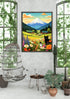 Mountain meadow floral valley wall art canvas painting
