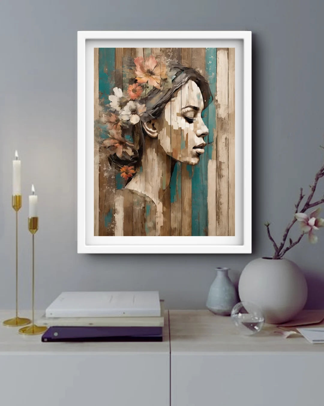 Elegant abstract woman portrait wall art for sophisticated home decor
