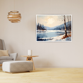 Winter lake landscape wall art canvas painting
