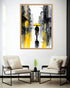 Yellow Umbrella Cityscape Wall Art Canvas Painting for Modern Living Room Decor