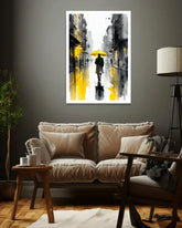 Modern Urban Rain Walk Canvas Painting for Living Room Wall Decor