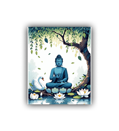 Zen buddha wall painting for meditation room and minimalist home decor