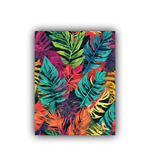 Abstract botanical canvas painting with tropical leaves design