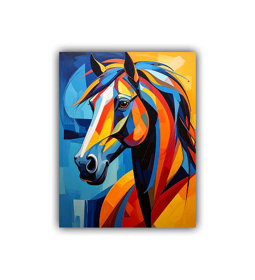 Abstract colorful horse canvas wall art with bold artistic design