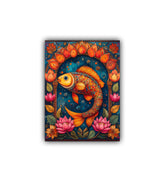 close-up of colorful abstract fish painting with detailed textures