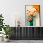Abstract floral canvas wall art for modern console table decor
