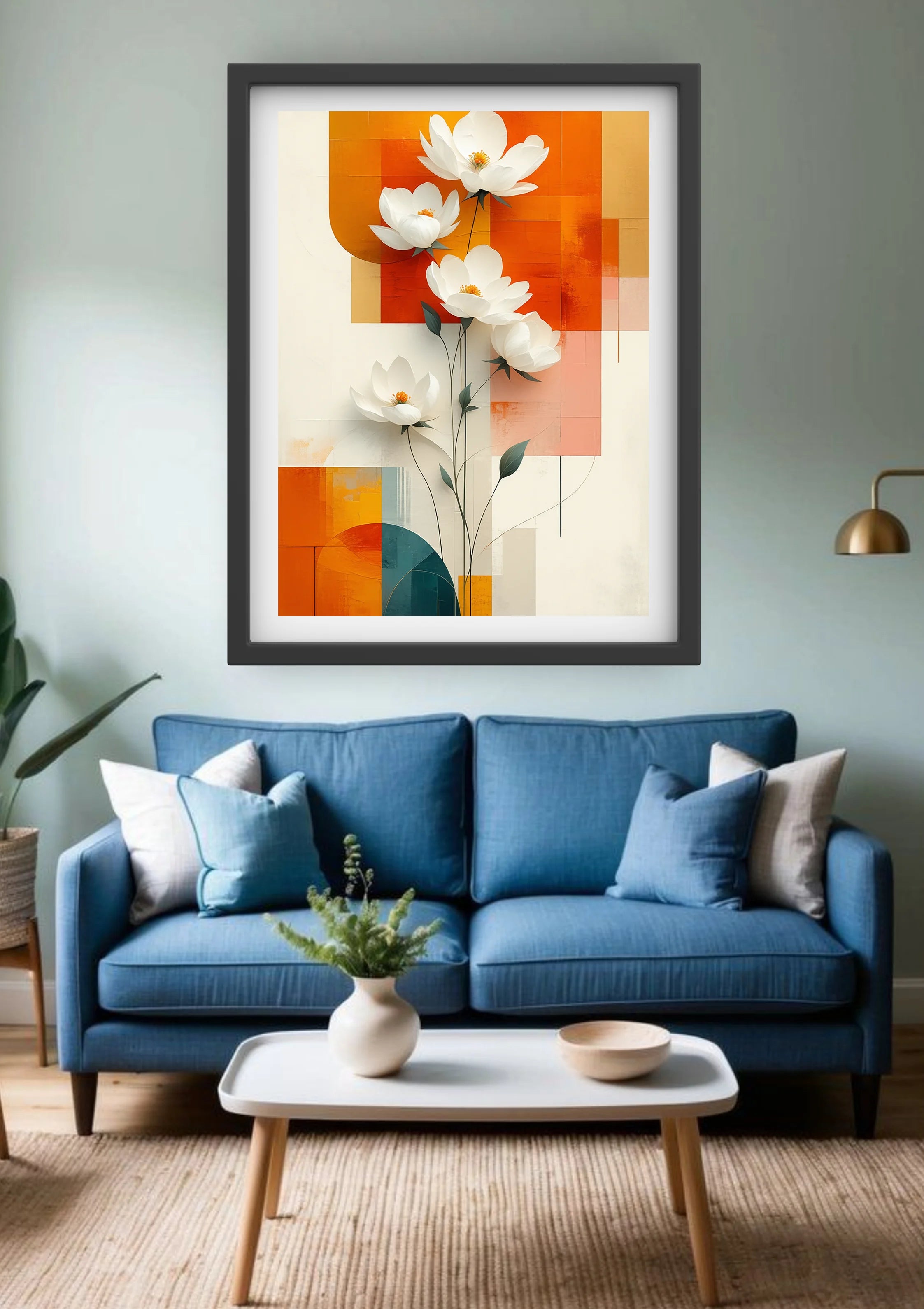 Abstract flower canvas painting for modern wall decor
