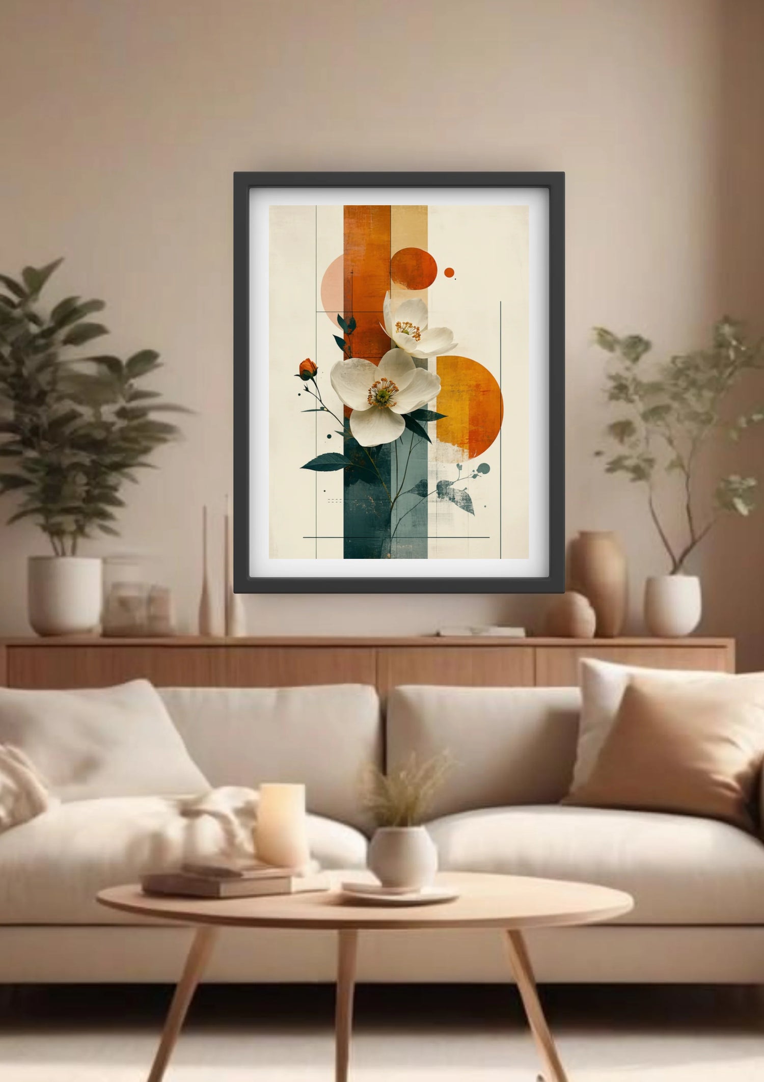 Abstract floral canvas wall art for living room wall decoration
