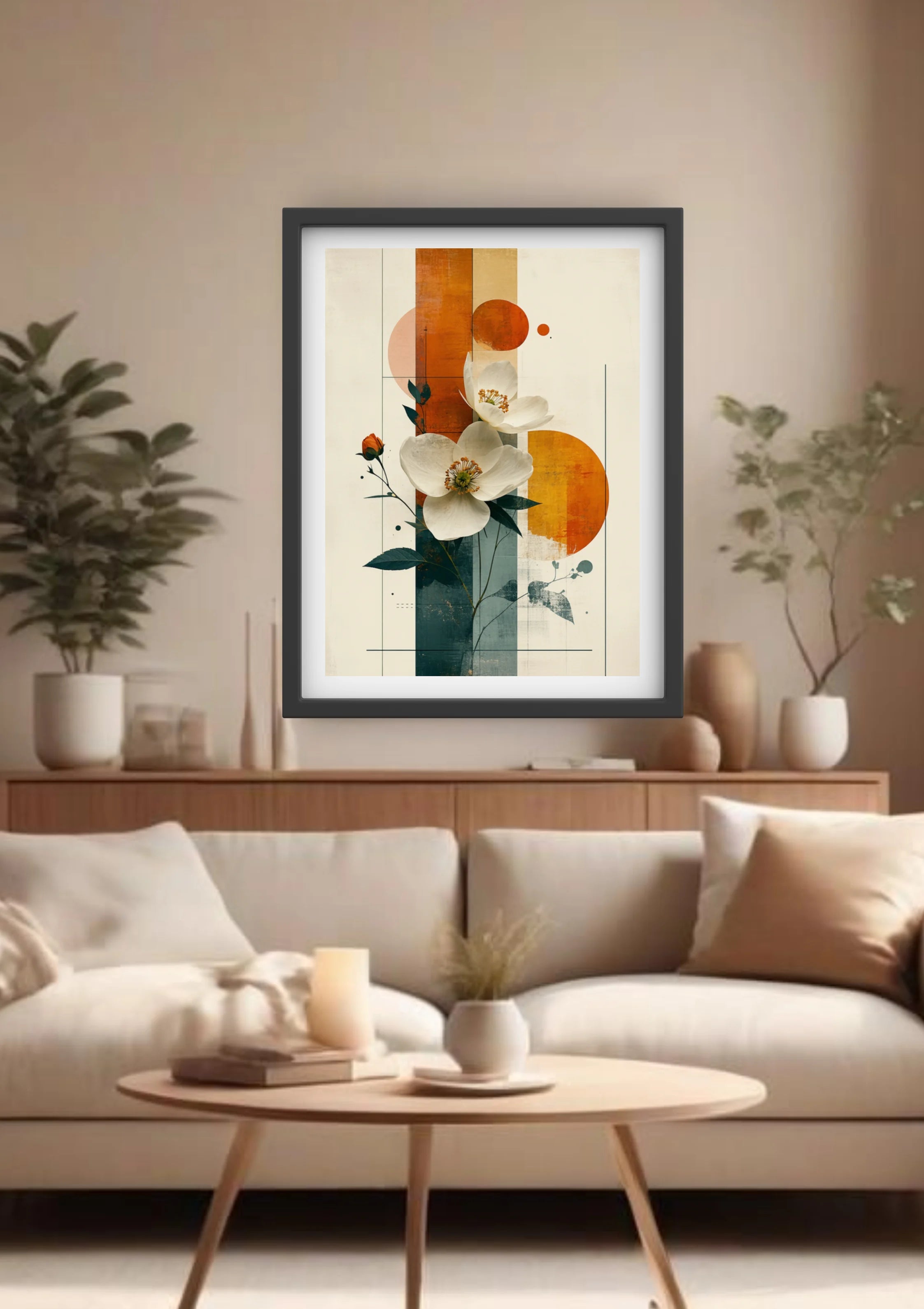 Abstract floral canvas wall art for living room wall decoration
