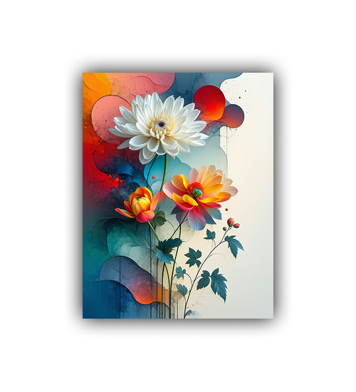 Abstract floral canvas wall art with modern colorful flower design
