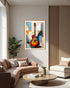 abstract guitar wall art canvas displayed in modern living room