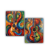 Abstract guitar wall art set for living room and studio decor