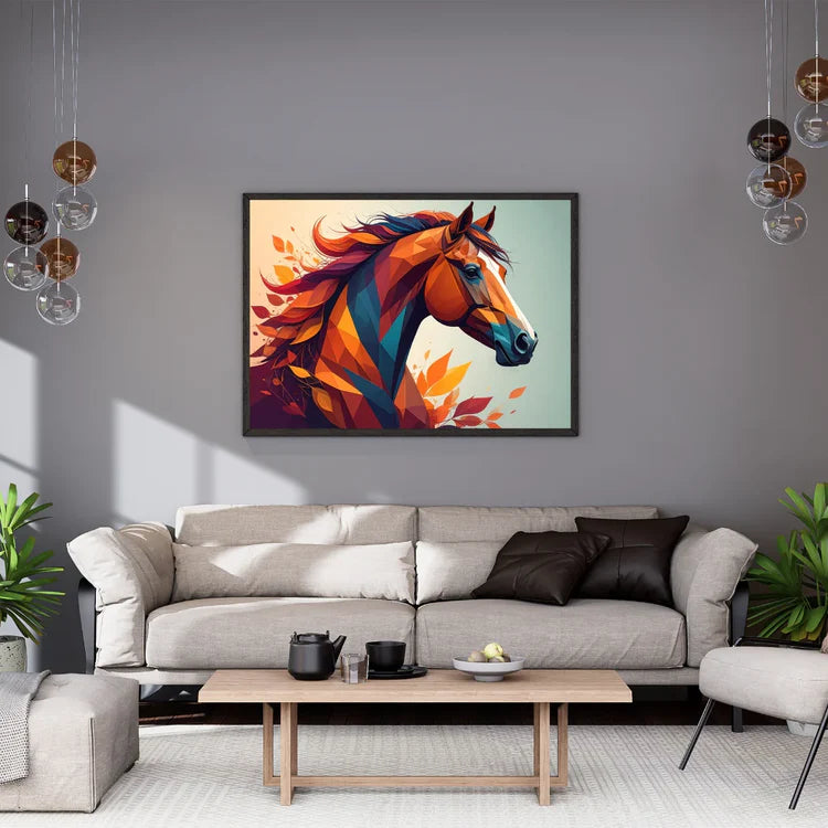 Abstract horse wall art canvas painting for modern living room decor