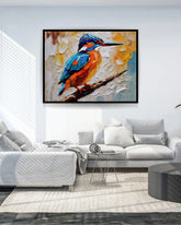 Abstract kingfisher canvas painting for home wall decor