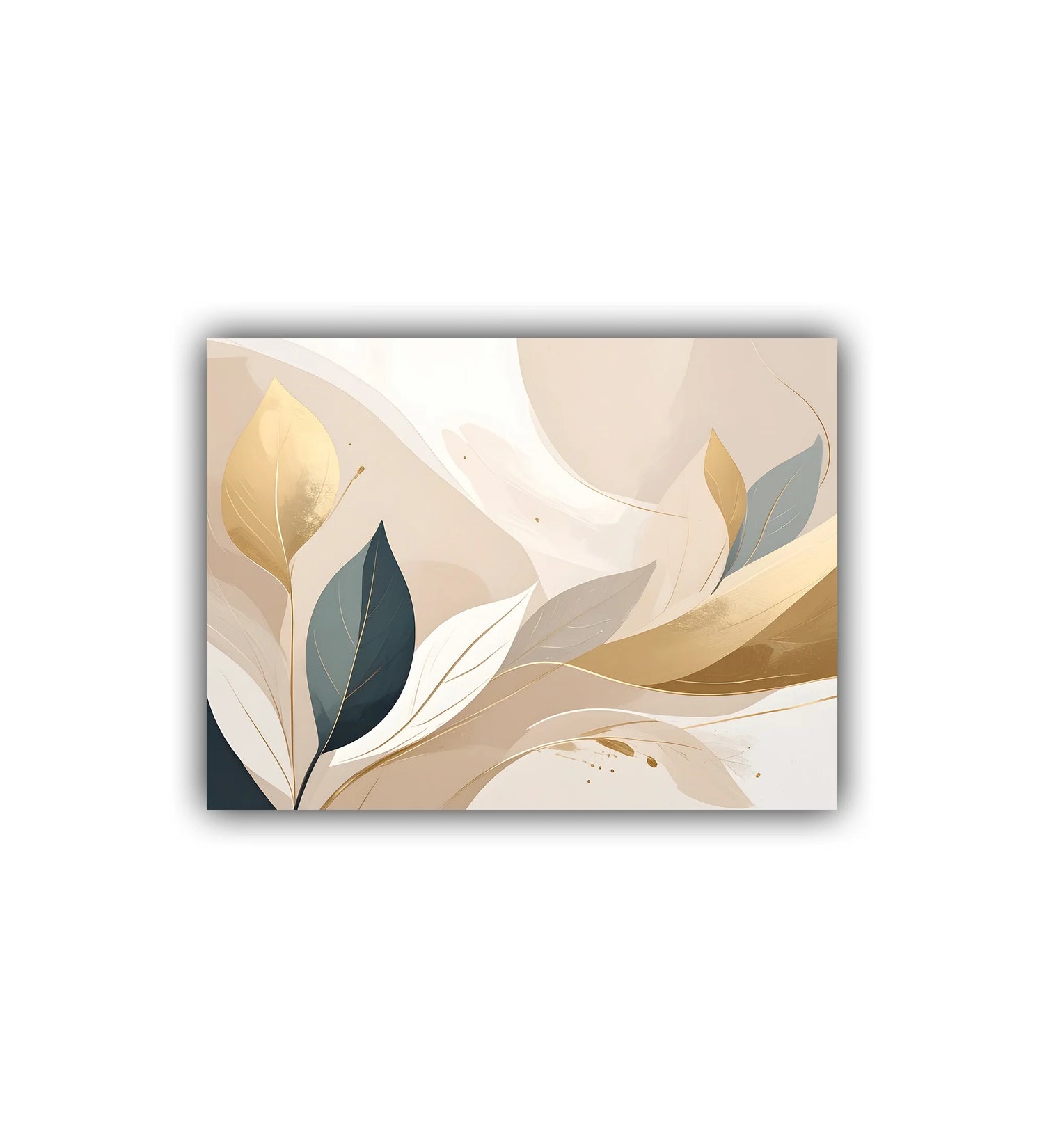 close-up of minimal abstract leaves wall art canvas