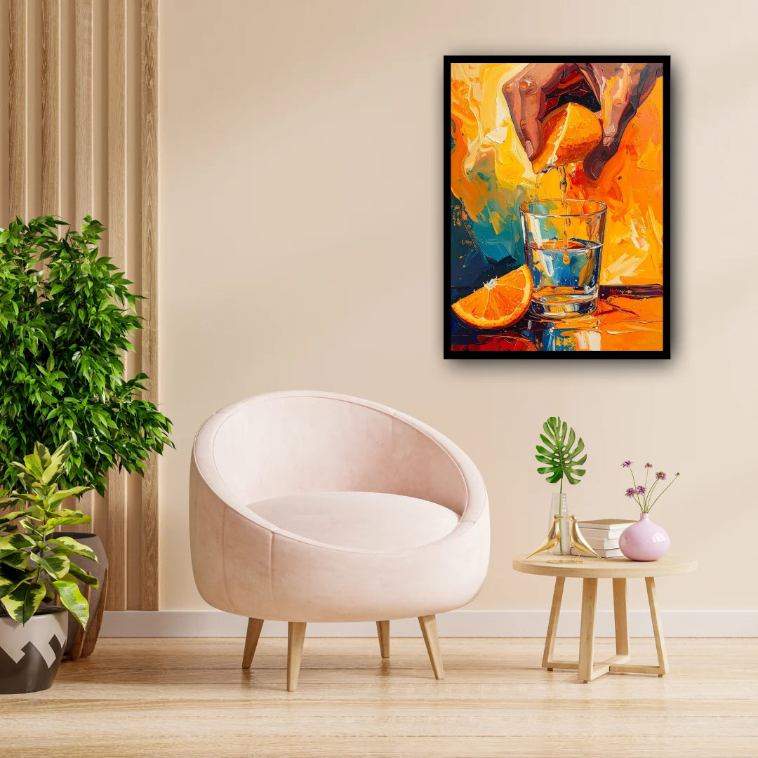 Abstract lemon drink canvas wall decor for modern living room