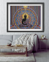 Mandala meditation wall art painting for peaceful living room
