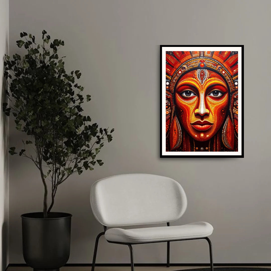 Abstract mandala face art for yoga and meditation space
