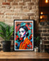 Abstract portrait wall art canvas painting with bold modern illustration
