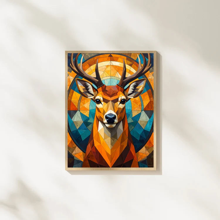 Abstract stag canvas painting modern wall art for home interior