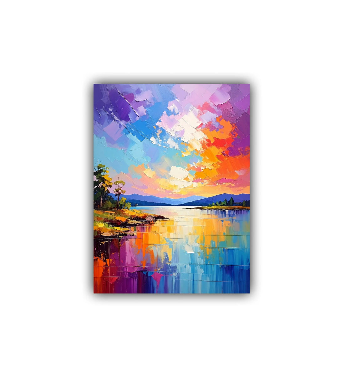 close-up of colorful abstract sunset wall art canvas