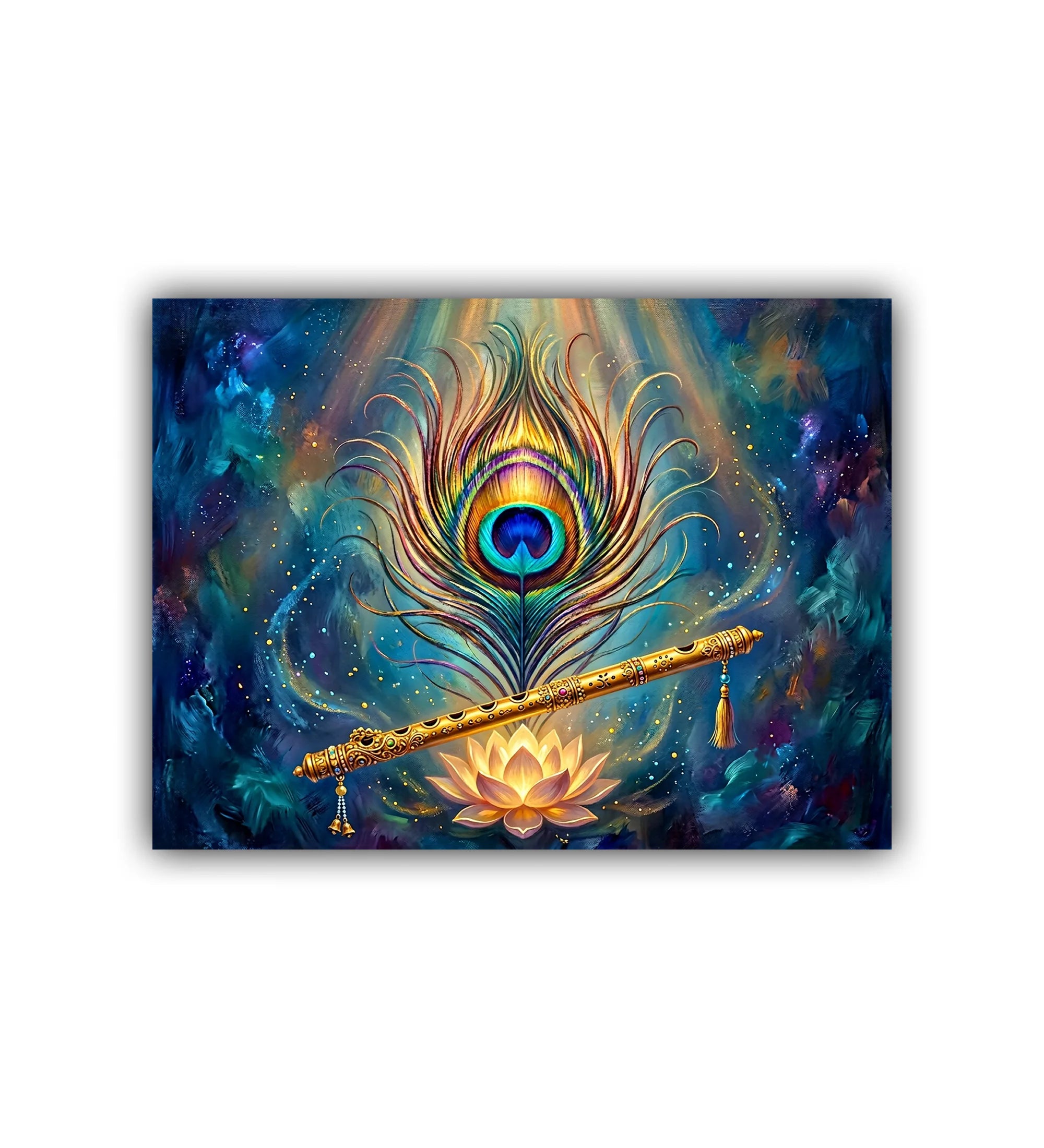 cosmic feather wall art canvas colorful painting